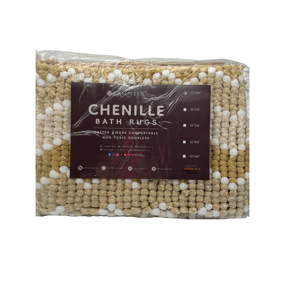 Kasentex Chenille Bath Rug Super Absorbent Non-Toxic Odorless Size 17"x24"